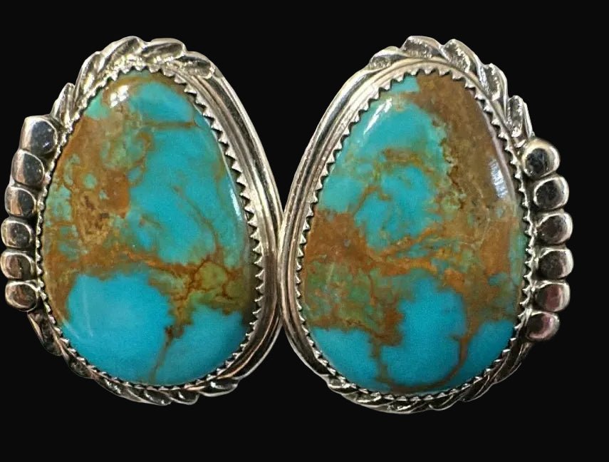 Sterling Silver Kingman Turquoise Butterfly Cut Post Earrings By Delores Cadman - Native American Jewelry Delores Cadman