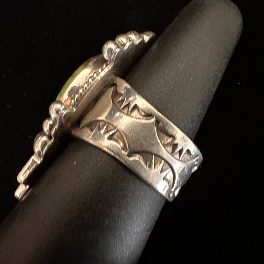 Sterling Silver & Sonoran Gold Cross Ring by Ella M Linkin –Side View -  Size 6 - Native American Jewelry