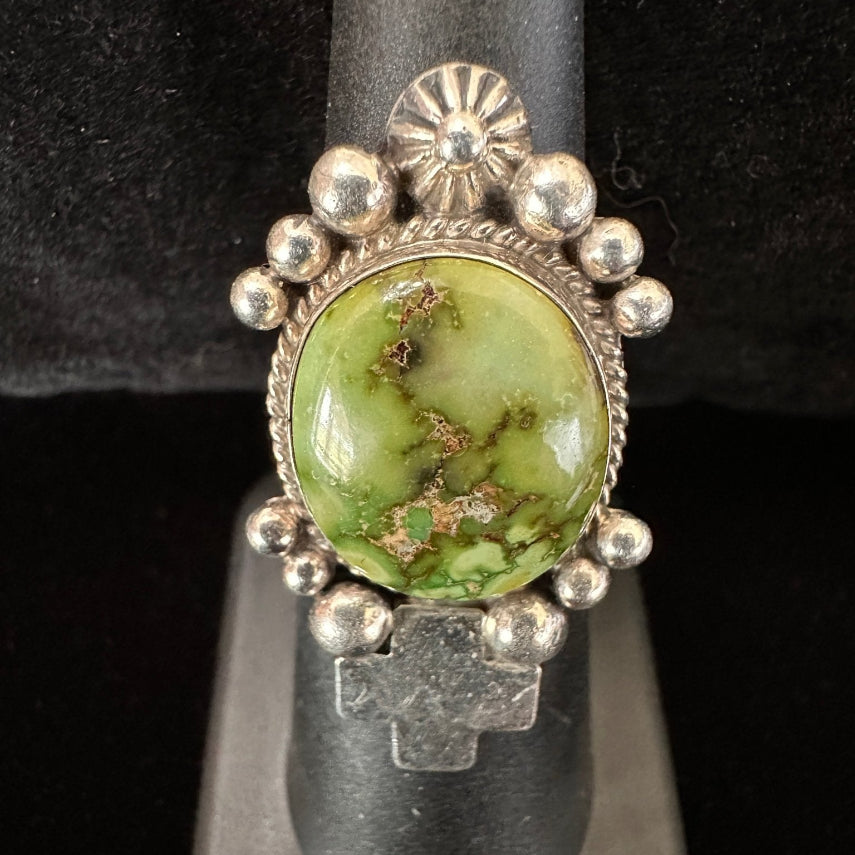 Sterling Silver & Sonoran Gold Cross Ring by Ella M Linkin – Size 6 - Native American Jewelry