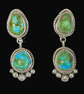 Sterling Silver Sonoran Gold Turquoise Post Dangle Earrings By LaRose Ganadonegra - Native American Jewelry LaRose Ganadonegro