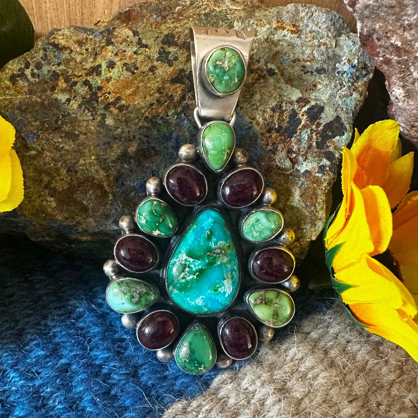 Sterling Silver Sonoran Gold & Purple Spiny Pendant by Kathleen Livingston - Native American Jewelry Kathleen Livingston