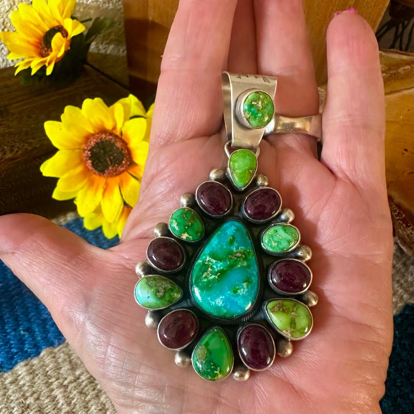 Sterling Silver Sonoran Gold & Purple Spiny Pendant by Kathleen Livingston - Native American Jewelry Kathleen Livingston