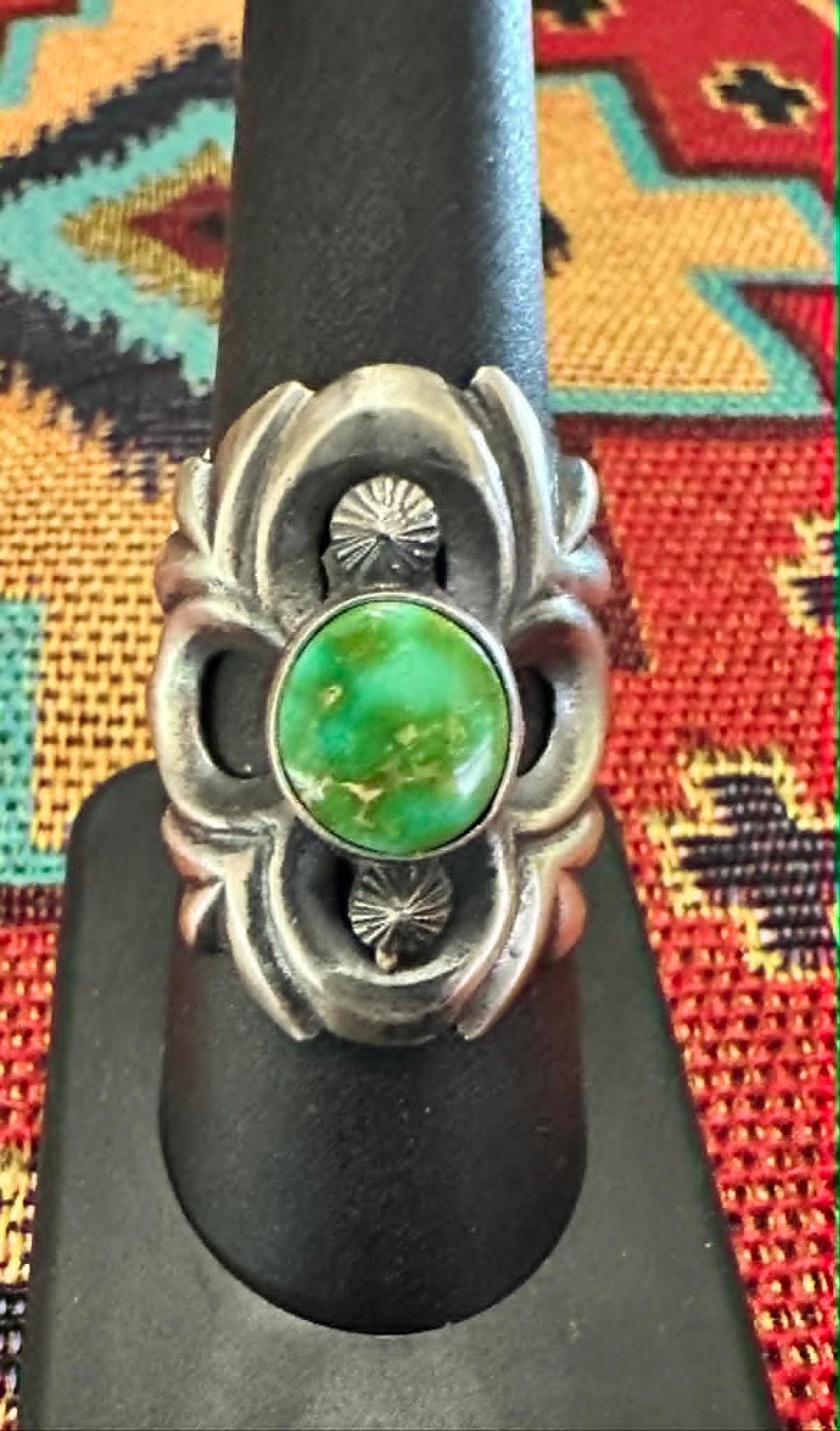 Sterling Silver Sonoran Gold Sandcast Ring Size 8 by Harrison Bitsui - Native American Jewelry Harrison Bitsui