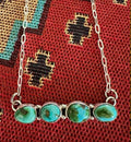 Sterling Silver & Sonoran Gold Turquoise 4-Stone Necklace Bar by Marcella James - Native American Jewelry Marcella James