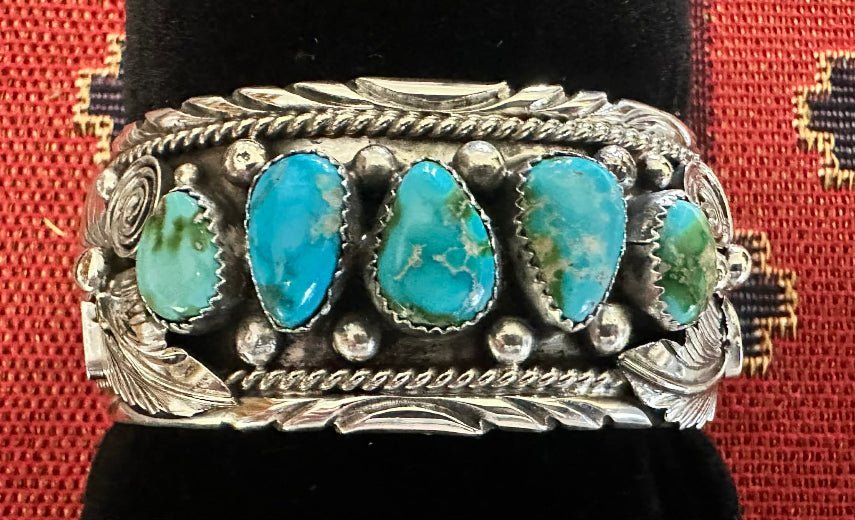 Sterling Silver & Sonoran Gold Turquoise Cuff by Mike Thomas Jr. - Native American Jewelry Mike Thomas Jr.