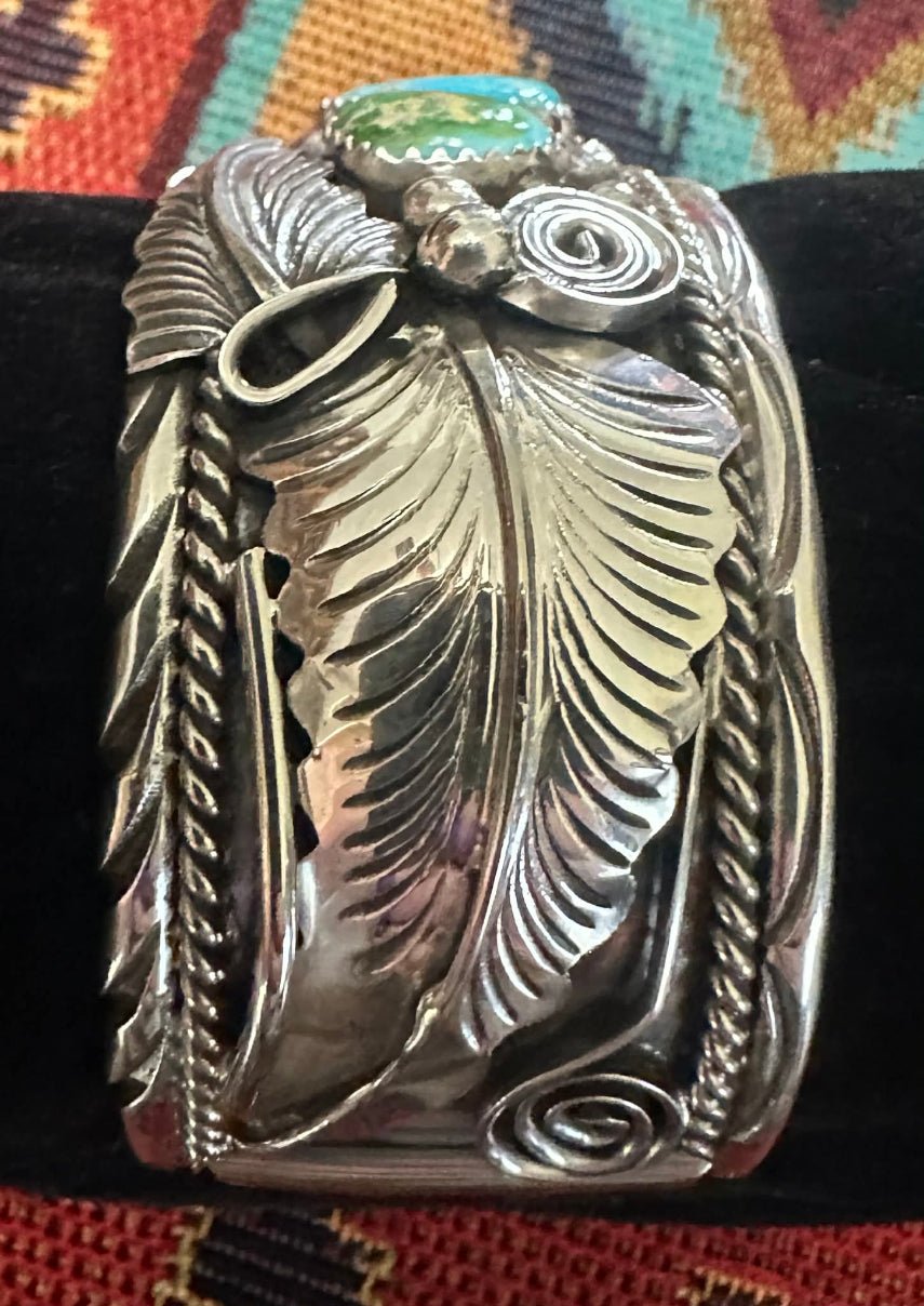 Sterling Silver & Sonoran Gold Turquoise Cuff by Mike Thomas Jr. - Native American Jewelry Mike Thomas Jr.