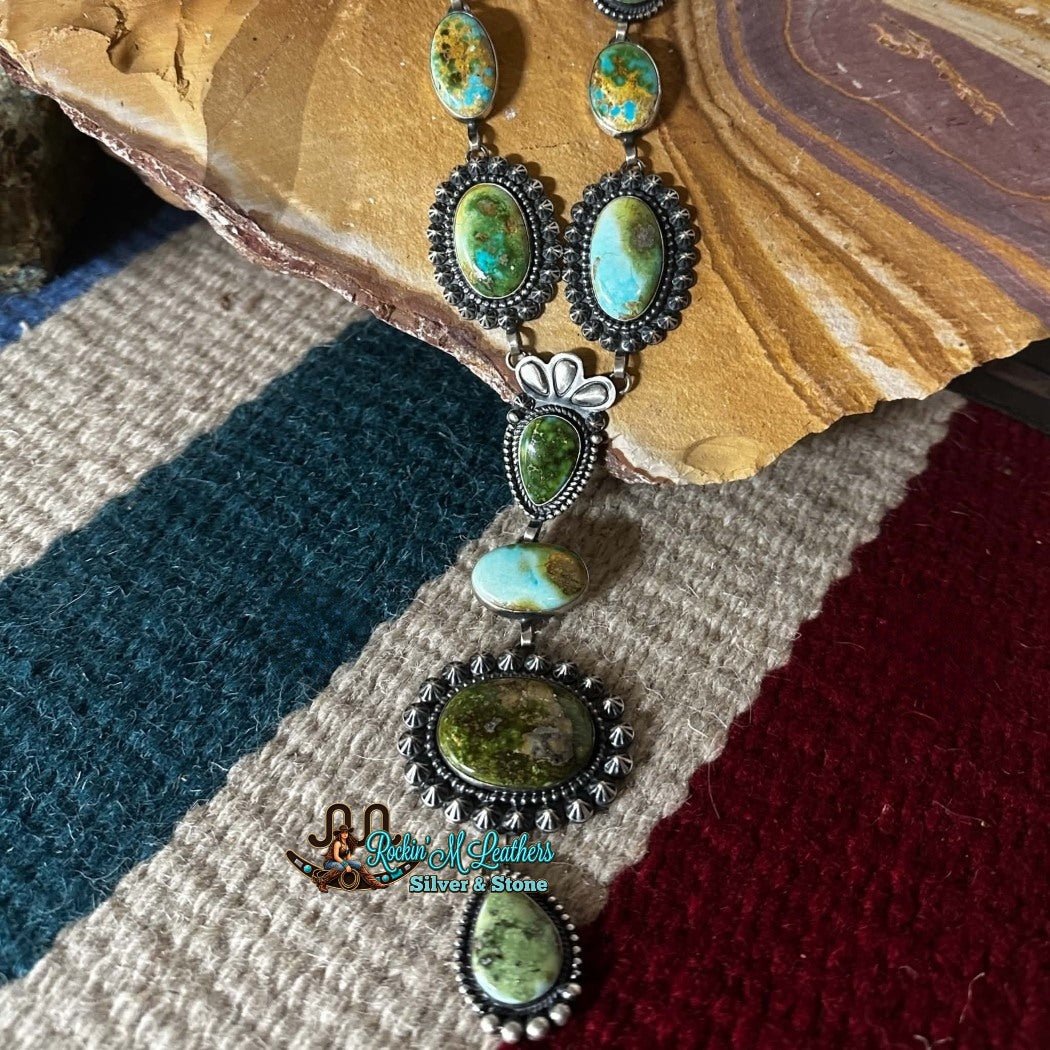 Sterling Silver & Sonoran Gold Turquoise Lariat Necklace by Mary Ellen - Native American Jewelry Mary Ellen