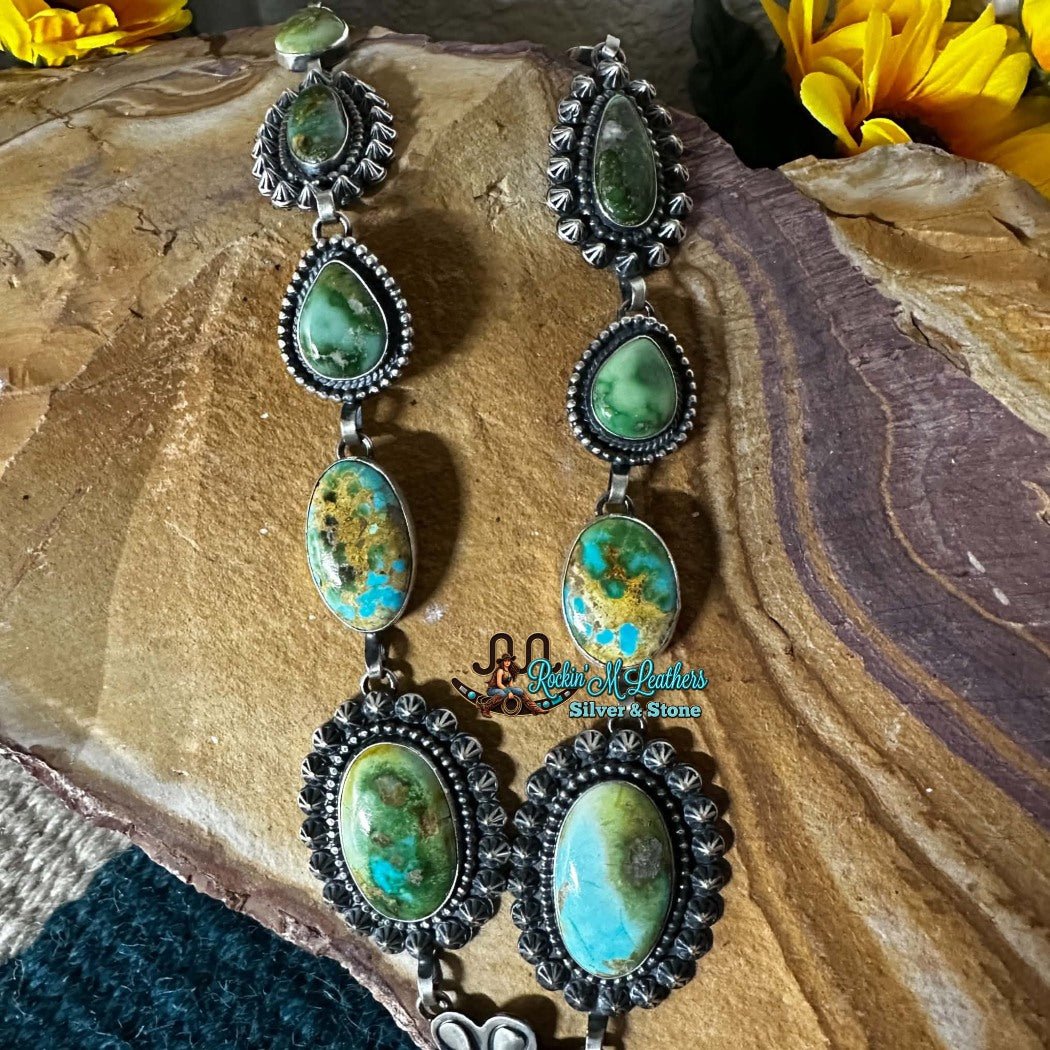 Sterling Silver & Sonoran Gold Turquoise Lariat Necklace by Mary Ellen - Native American Jewelry Mary Ellen