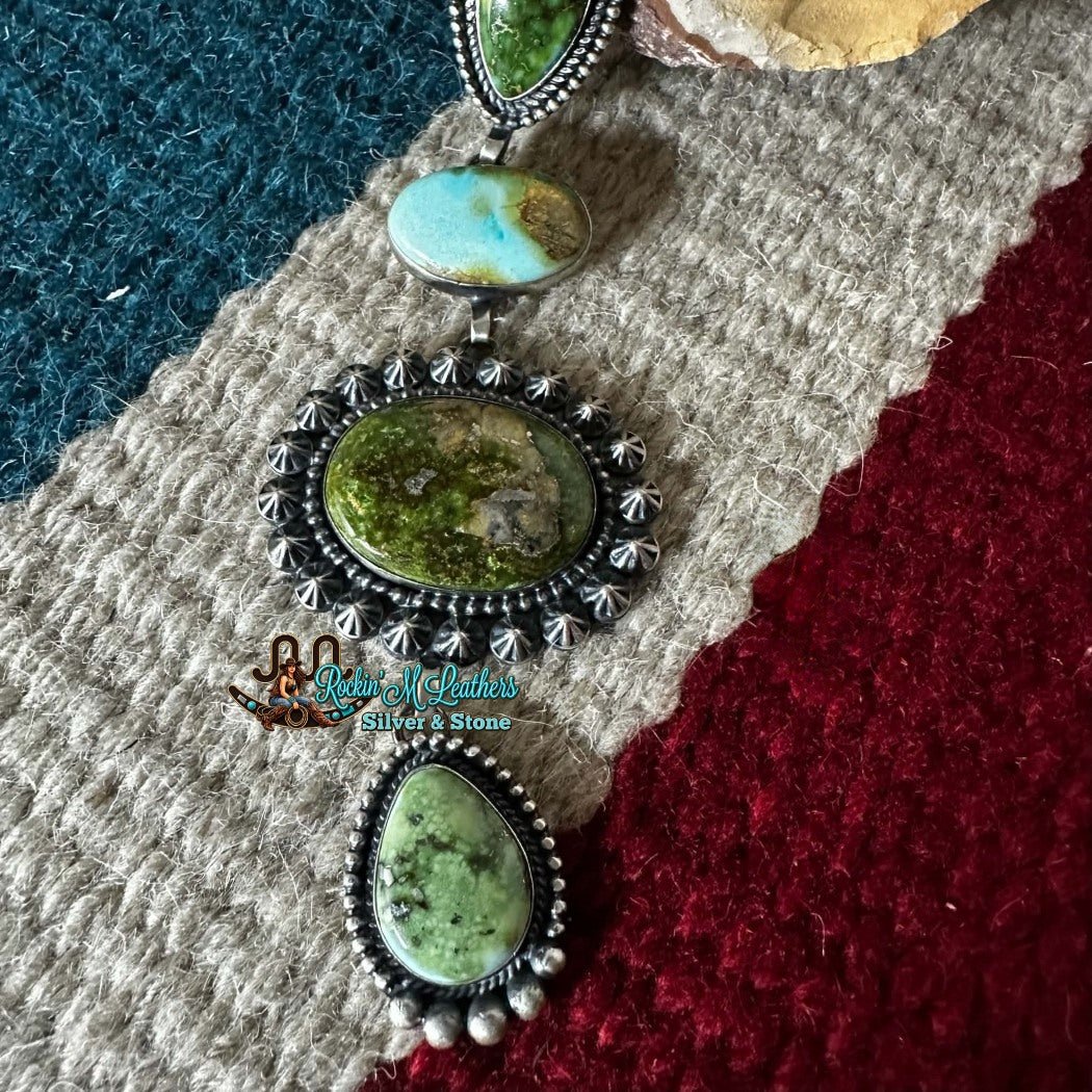 Sterling Silver & Sonoran Gold Turquoise Lariat Necklace by Mary Ellen - Native American Jewelry Mary Ellen