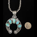 Sterling Silver & Sonoran Turquoise Naja Necklace & Navajo Pearls by Adrienne Gordon-Native American Jewelry -Adrienne Gordon