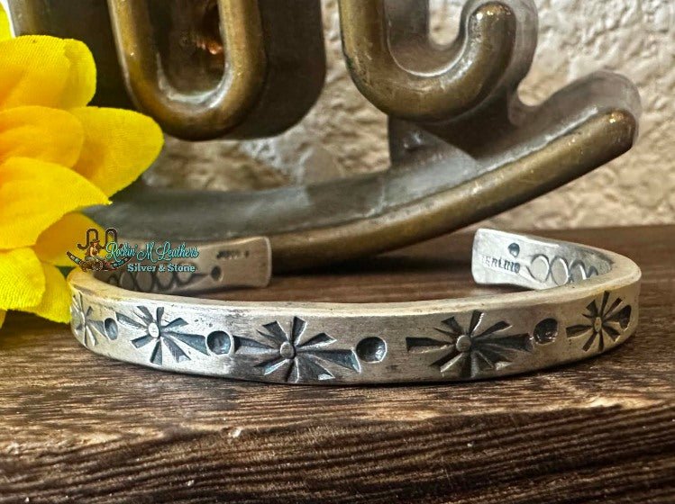 Sterling Silver Stamped Stacker Cuff by Jason Bahe - Native American Jewelry Jason Bahe