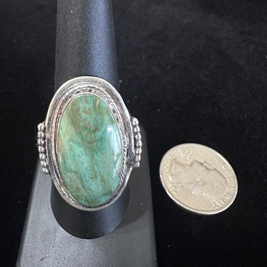 Sterling Silver Thunder Mountain Turquoise Ring - Native American Jewelry 