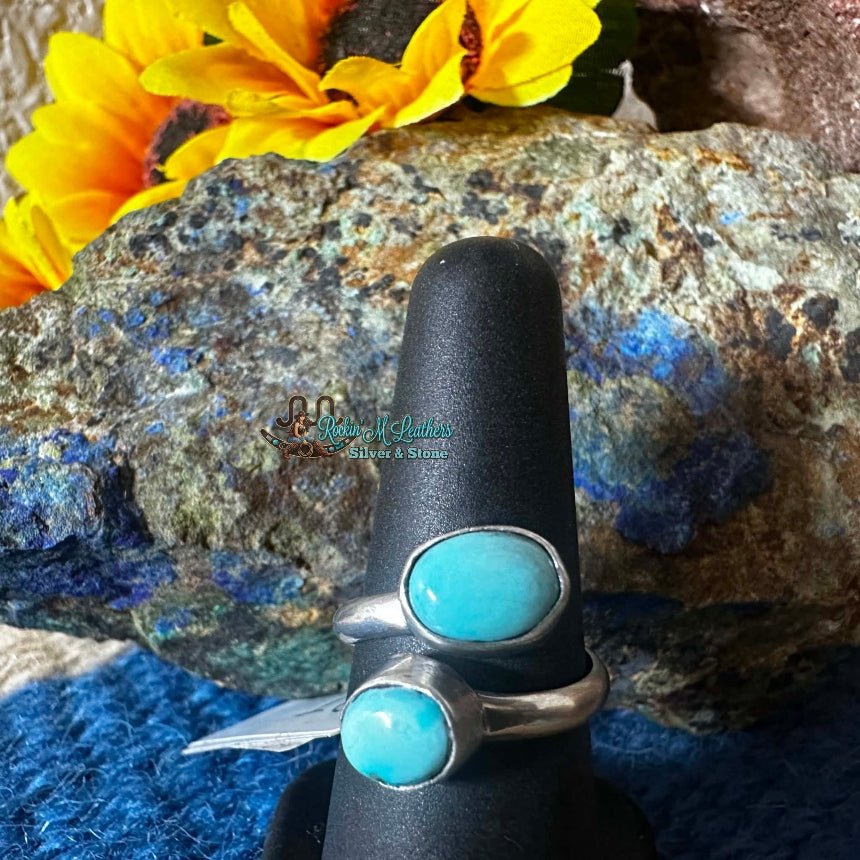 Sterling Silver Turquoise Adjustable Wrap Ring by Pearlene Spencer - Native American Jewelry Pearlene Spencer
