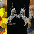 Sterling Silver & Turquoise Appaloosa Horse Earrings by Louise Yazzie - Native American Jewelry Louise Yazzie