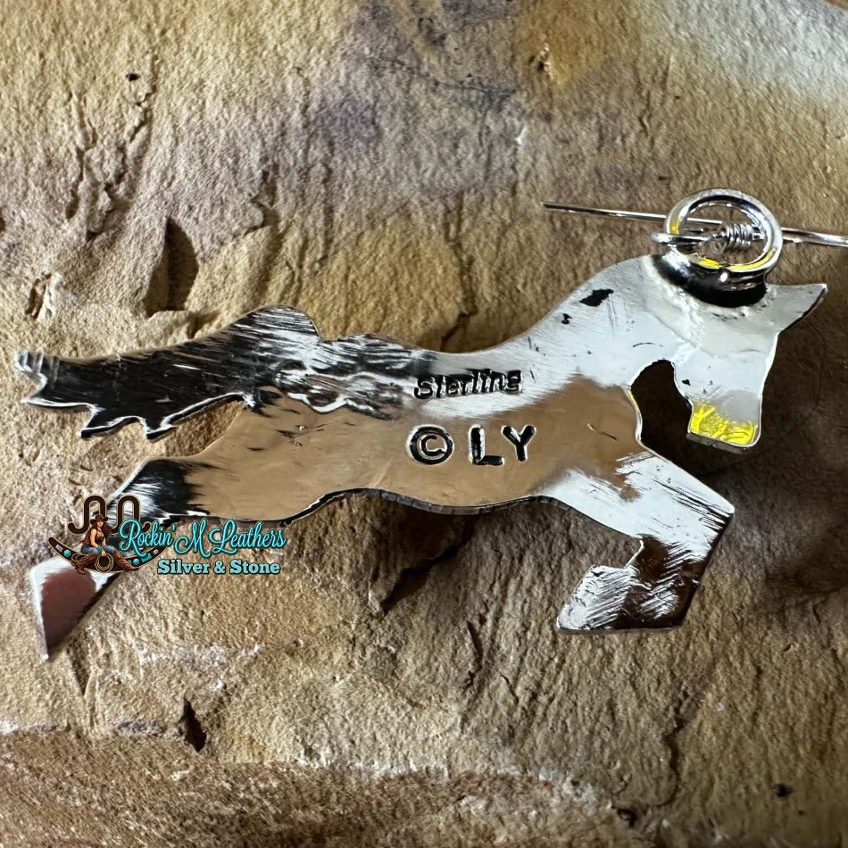 Sterling Silver & Turquoise Appaloosa Horse Earrings by Louise Yazzie - Native American Jewelry Louise Yazzie