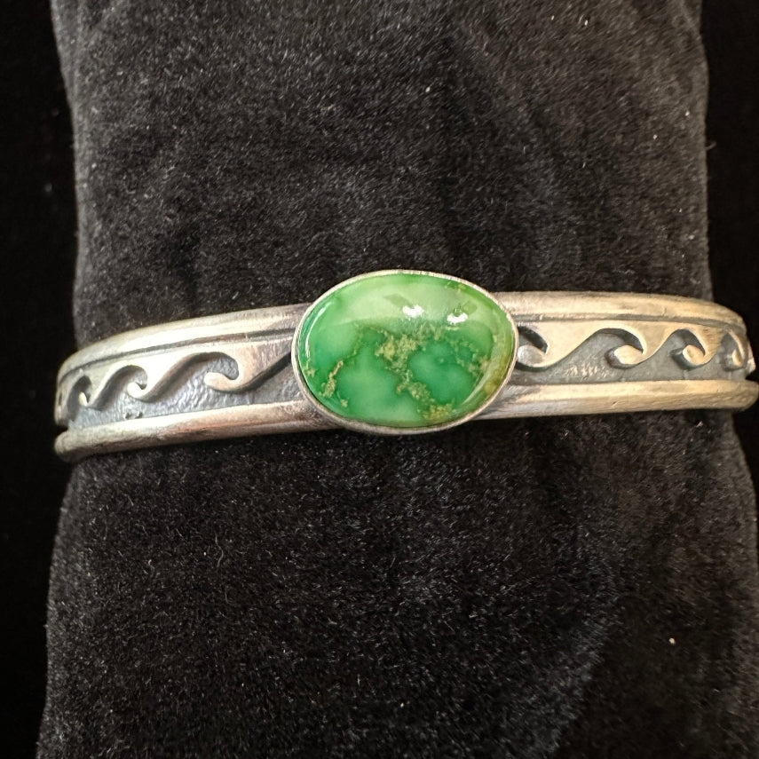 Sterling Silver & Turquoise Bracelet by Ervin Hoskie - Native American Jewelry