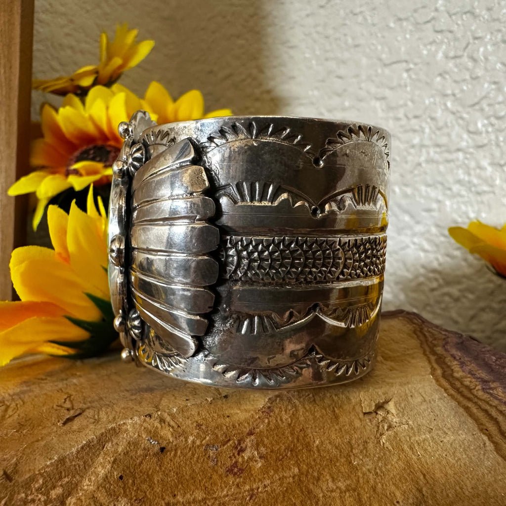 Sterling Silver & Turquoise Cuff by Jamison Hoskie 7" - Native American Jewelry Jamison Hoskie