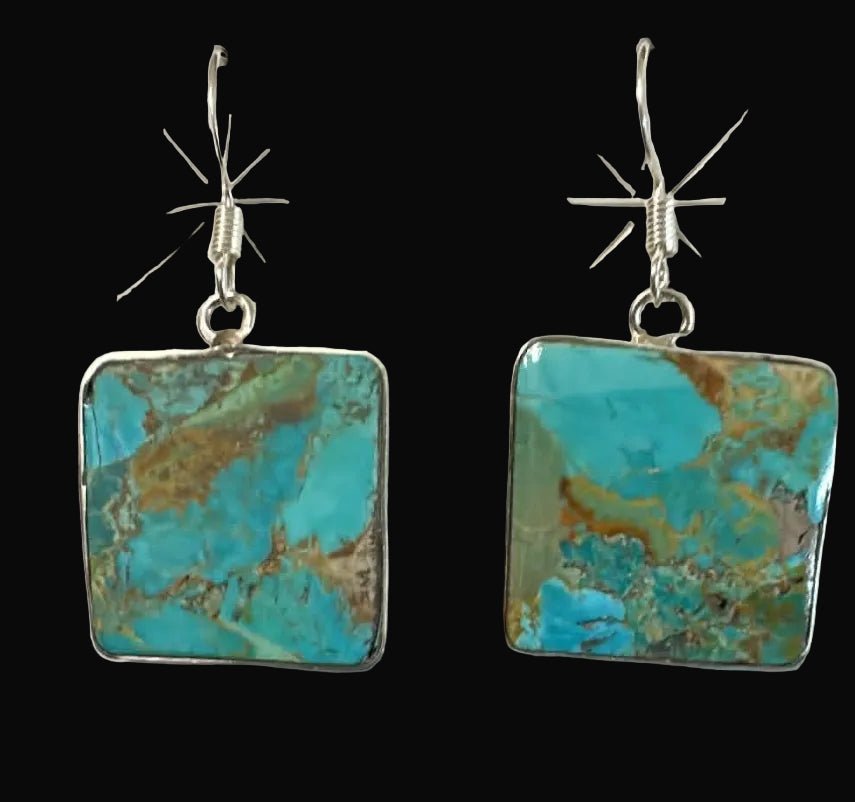 Sterling Silver & Turquoise Dangle Earrings by V. Tortalita - Native American Jewelry V. Tortalita