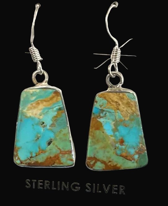 Sterling Silver & Turquoise Dangle Earrings by V. Tortalita - Native American Jewelry V. Tortalita