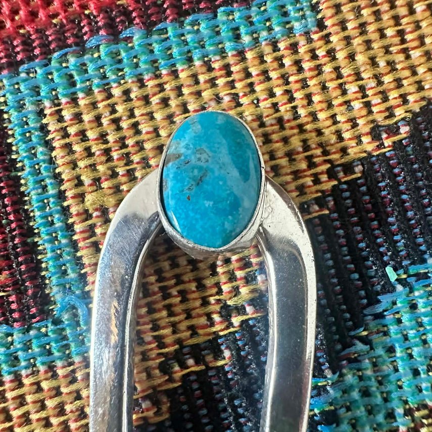 Sterling Silver & Turquoise Hair Pin by Mildred Parkhurst - Native American Jewelry Mildred Parkhurst