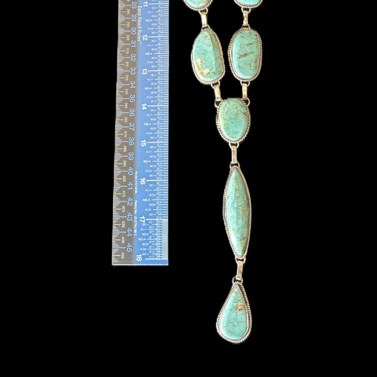 Sterling Silver & Turquoise Lariat Necklace by EM Teller - Native American Jewelry EM Teller