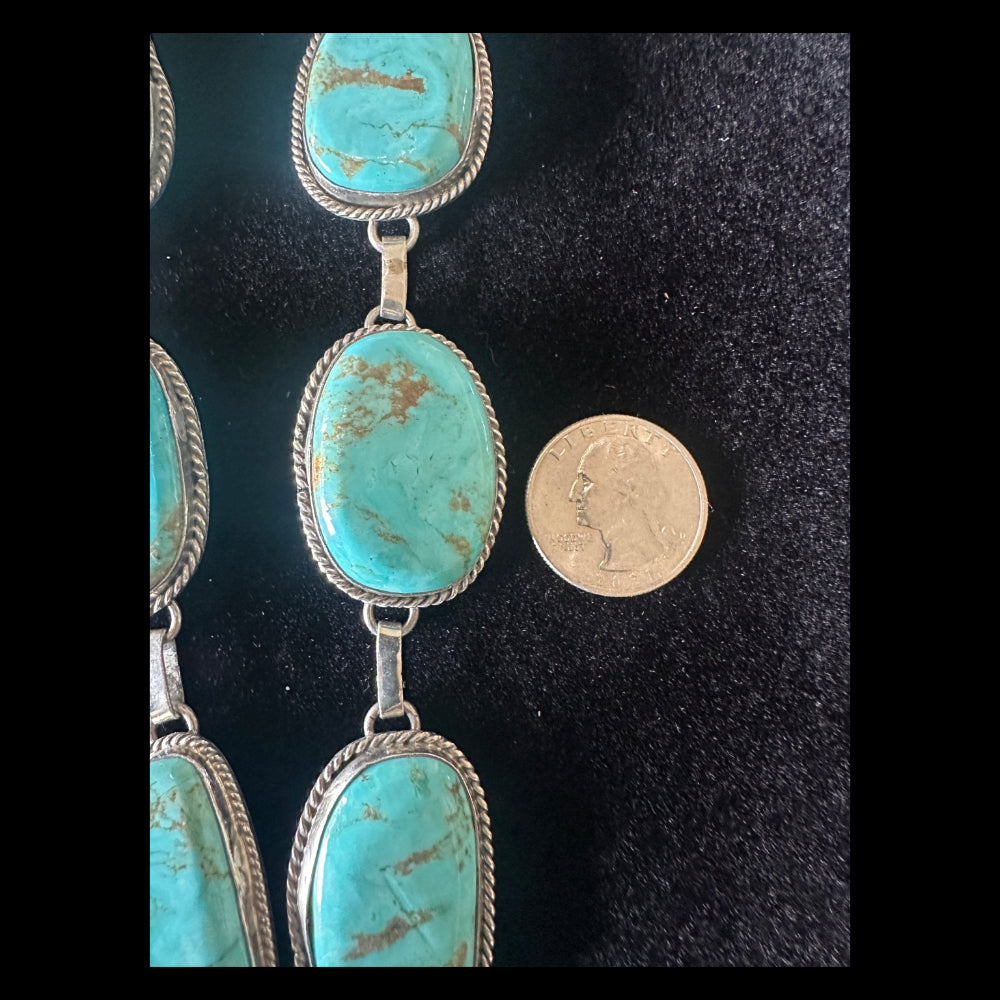Sterling Silver & Turquoise Lariat Necklace by EM Teller - Native American Jewelry EM Teller
