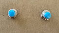 Sterling Silver Turquoise Mini 5mm with Intricate silver Rope Edge Stud Earrings - Native American Jewelry Rockin' M Leathers