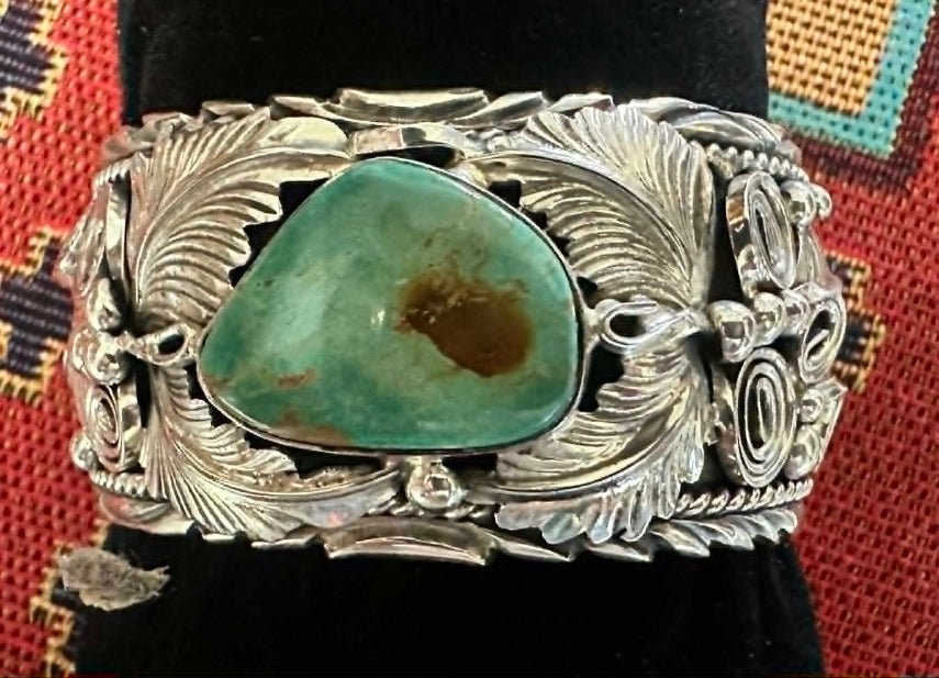 Sterling Silver & Turquoise Mountain Cuff by Mike Thomas Jr. - Native American Jewelry Mike Thomas Jr.