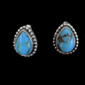 Sterling Silver Turquoise Teardrop Stud Earrings by Willie Cruz - Native American Jewelry Willie Cruz, Rockin' M Leathers