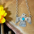 Sterling Silver & Turquoise Thunderbird Necklace by LP - Native American Jewelry LP