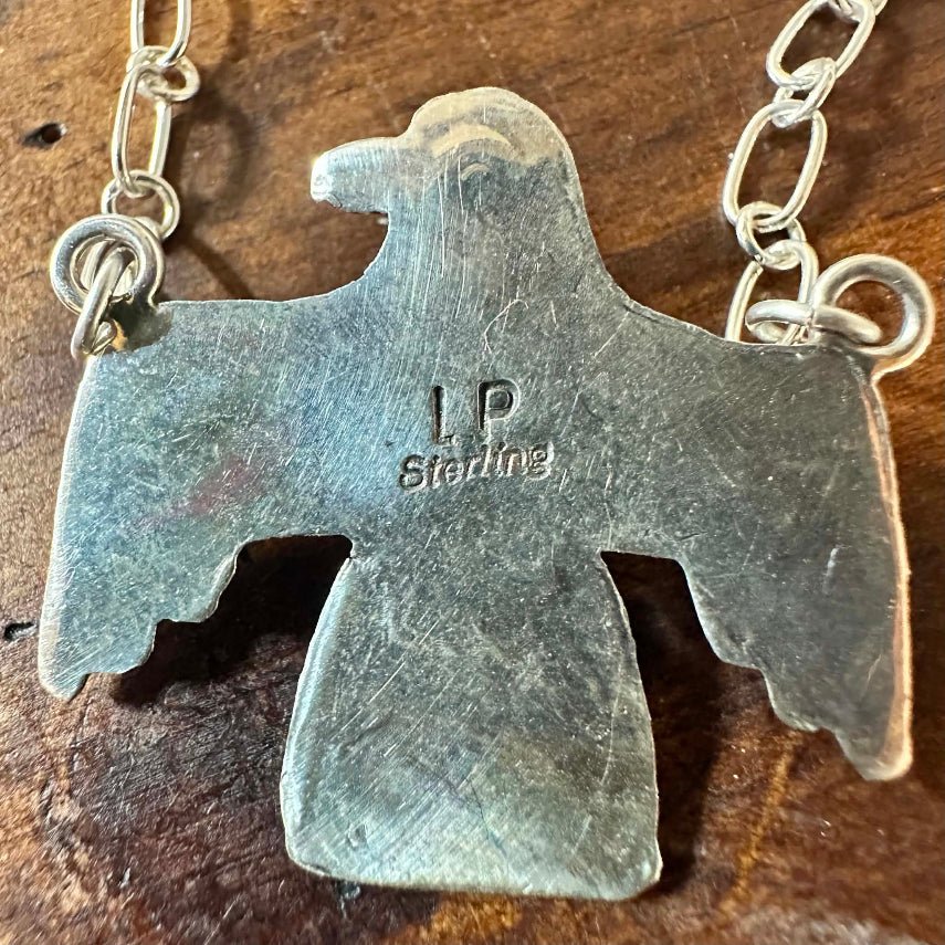 Sterling Silver & Turquoise Thunderbird Necklace by LP - Native American Jewelry LP