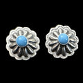 Sterling Silver Turquoise mini Concho Stud Earrings - Native American Jewelry Rockin' M Leathers