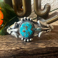 Sterling Silver & Water Web Kingman Turquoise Bracelet by Bobby Platero/RB - Native American Jewelry Bobby Platero