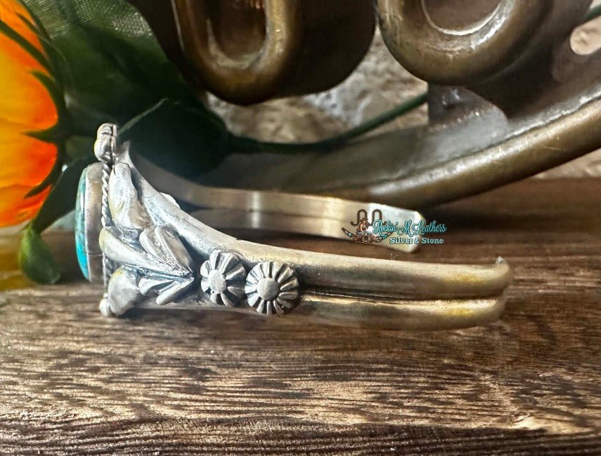 Sterling Silver & Water Web Kingman Turquoise Bracelet by Bobby Platero/RB - Native American Jewelry Bobby Platero