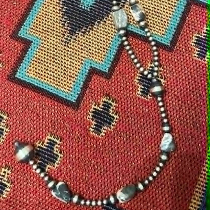 Sterling Silver White Buffalo Beaded Lariat Necklace - Native American Jewelry FAT