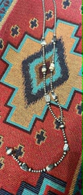 Sterling Silver White Buffalo Beaded Lariat Necklace - Native American Jewelry FAT