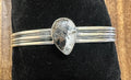 Sterling Silver White Buffalo Stone Cuff Bracelet - Native American Jewelry FAT