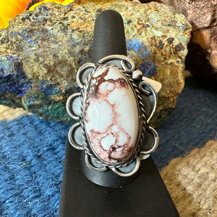 Sterling Silver & Wild Horse Adjustable Ring by Gilbert Nez - Native American Jewelry Gilbert Nez