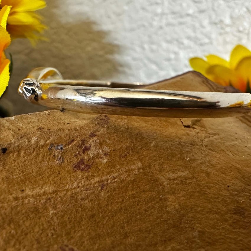 Sterling Silver Wild Horse Stone Cuff Bracelet 6.5" - Native American Jewelry Indigenous Made