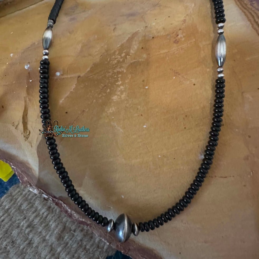 Sterling Silver and Black Onyx 18-20" Necklace by Michelle Jameson - Native American Jewelry Michelle Jameson