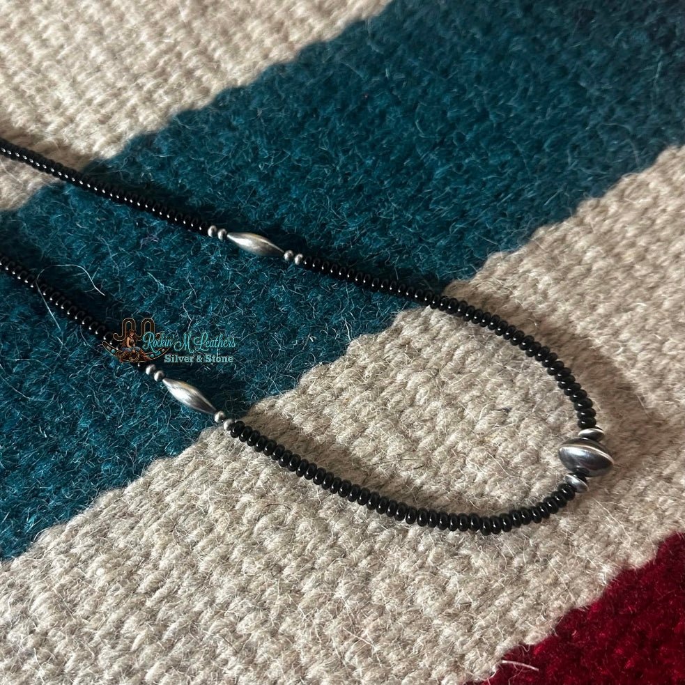 Sterling Silver and Black Onyx 18-20" Necklace by Michelle Jameson - Native American Jewelry Michelle Jameson
