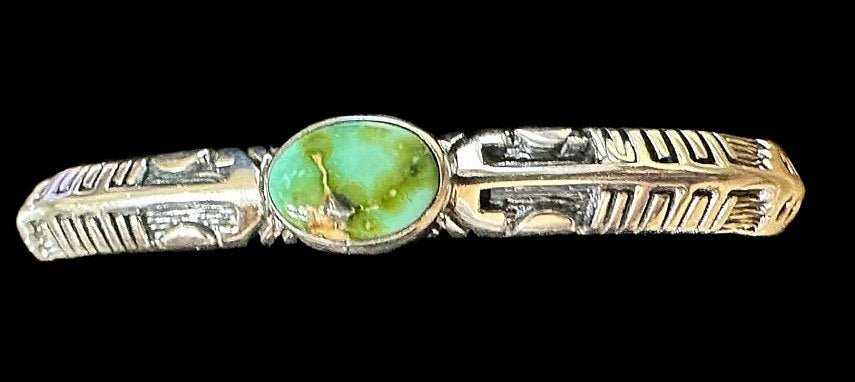Sterling Silver and Center Stone Sonoran Gold Bracelet by DS - Native American Jewelry DS