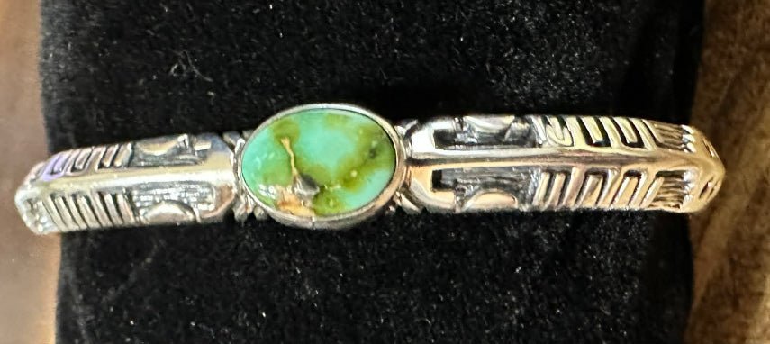Sterling Silver and Center Stone Sonoran Gold Bracelet by DS - Native American Jewelry DS