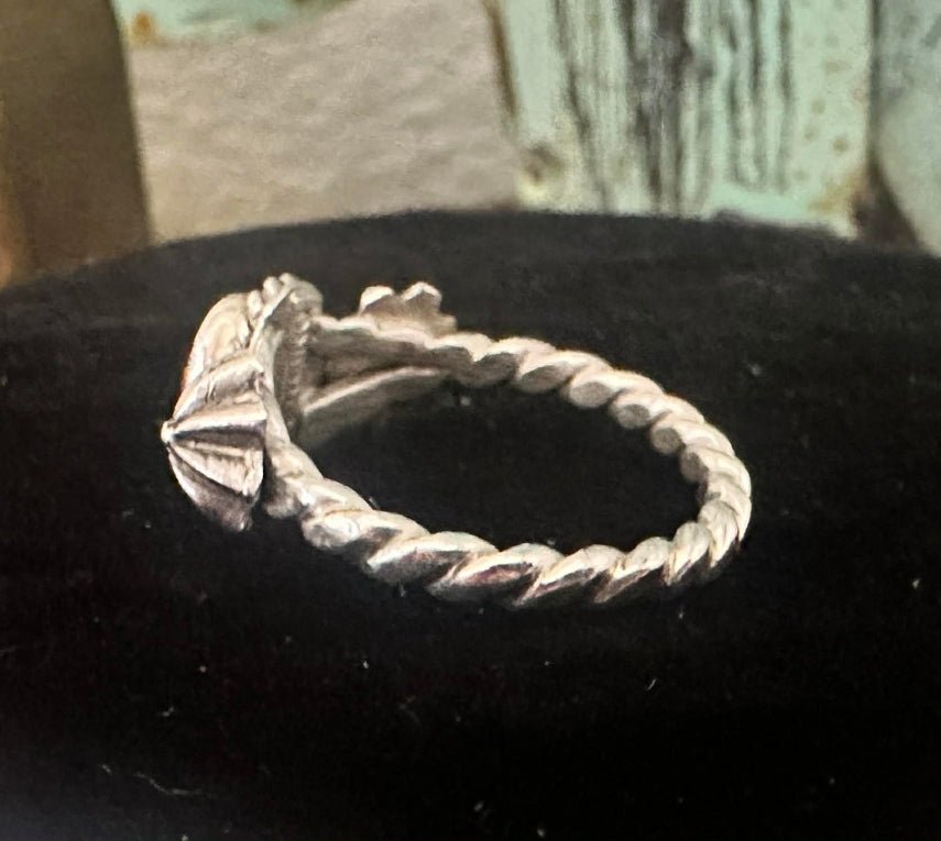 Sterling Silver & Red Coral Solitaire Ring · Size 8.5 - Native American Jewelry Indigenous Artist