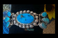 Sterling Silver and Kingman Turquoise Cuff Running Bear - Native American Jewelry Running Bear