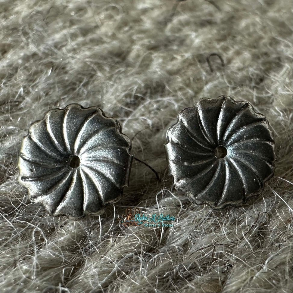 Sterling Silver and Kingman Turquoise Stud Earrings by A. Martin - Native American Jewelry A. Martin