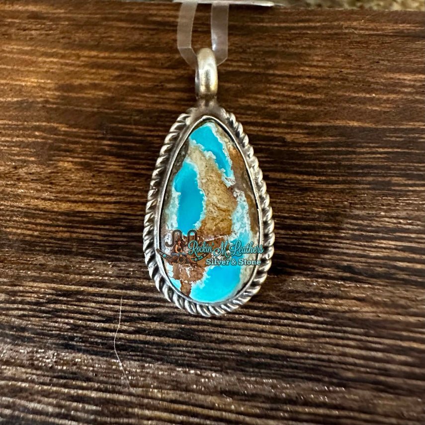Sterling Silver and Royston Small Pendant by Pearlene Spencer - Native American Jewelry Pearlene Spencer