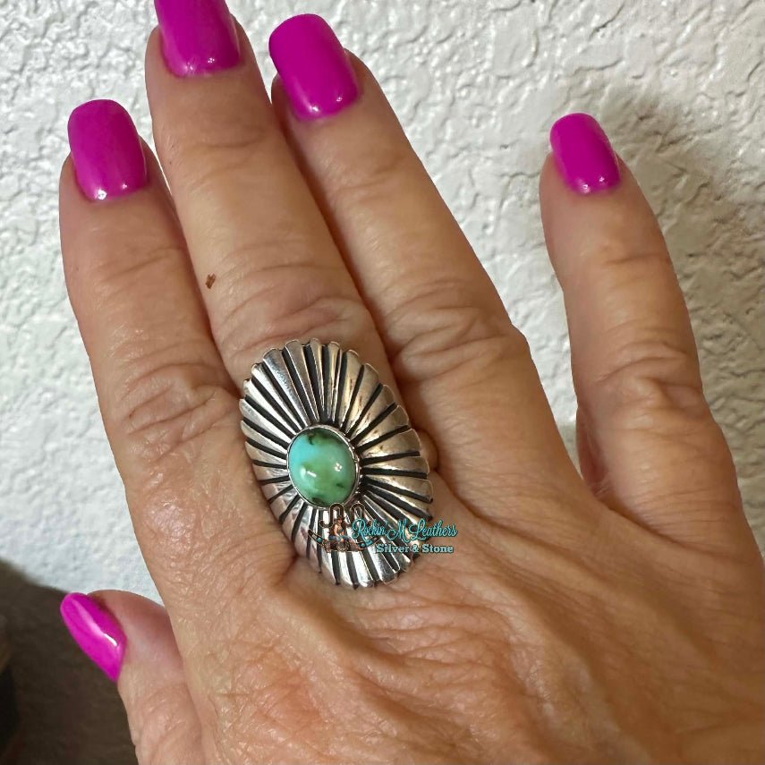 Sterling Silver and Sonoran Gold Concho Ring by Victor Coriz - Native American Jewelry Victor Coriz