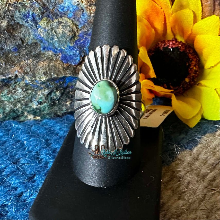 Sterling Silver and Sonoran Gold Concho Ring by Victor Coriz - Native American Jewelry Victor Coriz