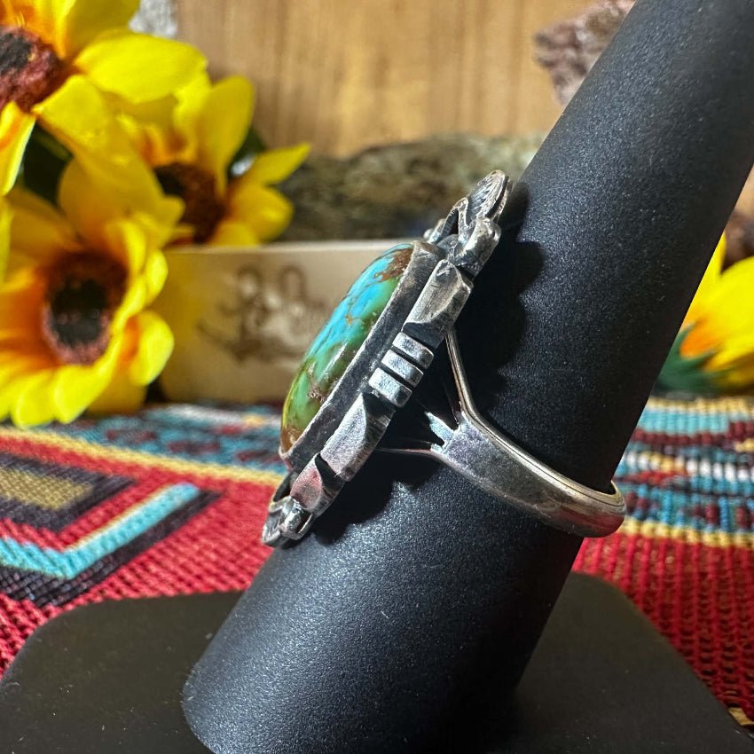 Sterling Silver and Sonoran Gold Ring by Running Bear 7.5 - Native American Jewelry Running Bear